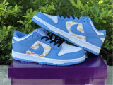 Authentic Supreme x Nike SB Dunk Low White/Metallic Gold-Blue (women)