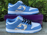 Authentic Supreme x Nike SB Dunk Low White/Metallic Gold-Blue (women)