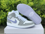 Authentic Air Jordan 1 Mid WMNS Grey/White/Icy Soles GS