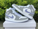 Authentic Air Jordan 1 Mid WMNS Grey/White/Icy Soles GS