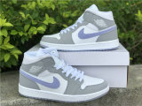 Authentic Air Jordan 1 Mid WMNS Grey/White/Icy Soles GS