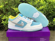 Authentic FTC x Nike SB Dunk Low White/Lagoon Pulse-Metallic Silver-Speed Yellow