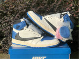 Authentic Travis Scott x Fragment x Air Jordan 1 High OG SP “Military Blue”