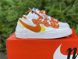 Authentic Sacai x Nike Blazer Low White/Magma Orange-Yellow