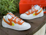 Authentic Sacai x Nike Blazer Low White/Magma Orange-Yellow