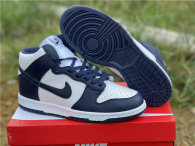 Authentic Nike Dunk High White/Dark Blue