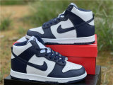 Authentic Nike Dunk High White/Dark Blue
