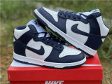 Authentic Nike Dunk High White/Dark Blue