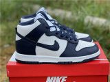Authentic Nike Dunk High White/Dark Blue