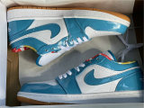Authentic Air Jordan 1 Low GS Light Teal Blue/White