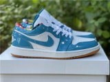 Authentic Air Jordan 1 Low GS Light Teal Blue/White