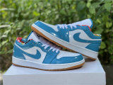Authentic Air Jordan 1 Low GS Light Teal Blue/White