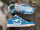 Authentic Air Jordan 1 Low GS Light Teal Blue/White