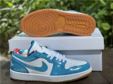 Authentic Air Jordan 1 Low GS Light Teal Blue/White