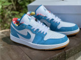 Authentic Air Jordan 1 Low GS Light Teal Blue/White