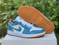 Authentic Air Jordan 1 Low Light Teal Blue/White
