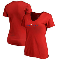 USA Golf Fanatics Branded Women's Primary Logo V-Neck T-Shirt - Red USA Golf Fanatics Branded Women's Primary Logo V-Neck T-Shirt - Red