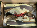 Authentic Travis Scott x Nike Air Max 1 Baroque Brown/Lemon Drop-Wheat-Chile Red