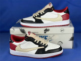 Authentic Travis Scott x Fragment x Air Jordan 1 Low OG Red/Black/White