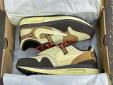 Authentic Travis Scott x Nike Air Max 1 Baroque Brown/Lemon Drop-Wheat-Chile Red