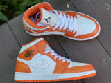 Authentic Air Jordan 1 Mid SE  White Orange  GS