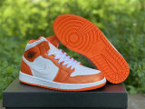 Authentic Air Jordan 1 Mid SE  White Orange  GS