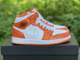 Authentic Air Jordan 1 Mid SE  White Orange  GS