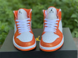 Authentic Air Jordan 1 Mid SE  White Orange  GS