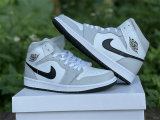 Authentic Air Jordan 1 Mid “Light Smoke Grey” GS