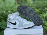 Authentic Air Jordan 1 Mid “Light Smoke Grey” GS