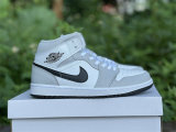 Authentic Air Jordan 1 Mid “Light Smoke Grey” GS