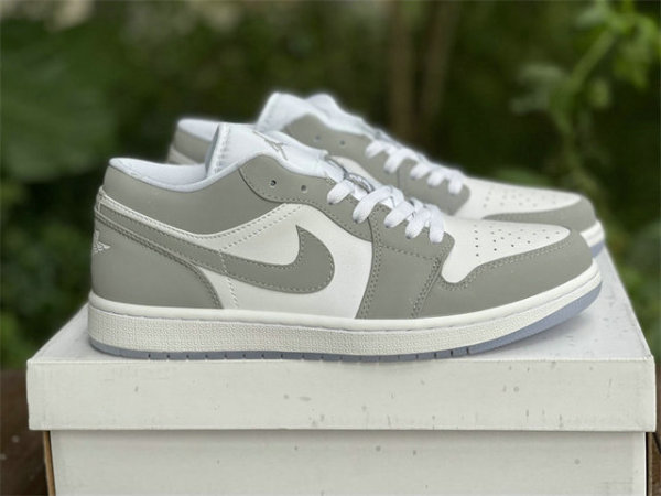 Authentic Air Jordan 1 Low White/Wolf Grey GS