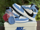 Authentic Travis Scott x Fragment x Air Jordan 1 High OG White/Blue GS