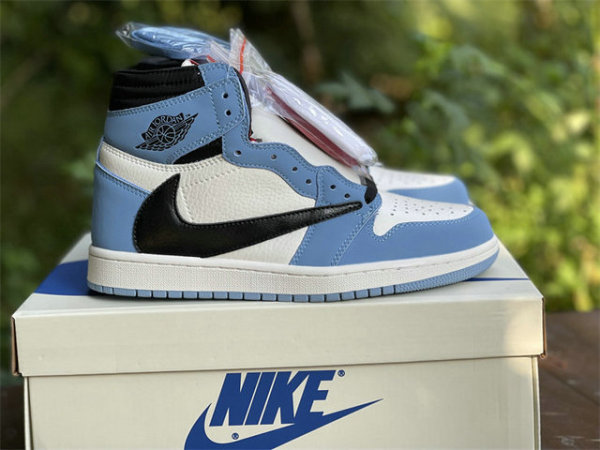 Authentic Travis Scott x Fragment x Air Jordan 1 High OG White/Blue GS