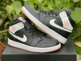 Authentic Air Jordan 1 Mid Black/White-Arctic Punch GS