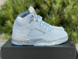 Authentic Air Jordan 5 Blue/Football Grey-Metallic Silver