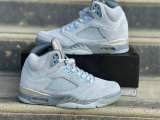 Authentic Air Jordan 5 Blue/Football Grey-Metallic Silver