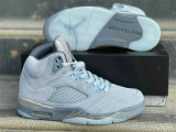 Authentic Air Jordan 5 Blue/Football Grey-Metallic Silver