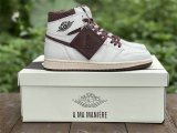 Authentic A Ma Maniere x Air Jordan 1 High OG Sail/Burgundy Crush GS