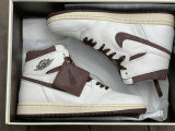 Authentic A Ma Maniere x Air Jordan 1 High OG Sail/Burgundy Crush GS