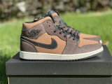 Authentic Air Jordan 1 Mid Dark Chocolate GS