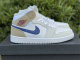 Authentic Air Jordan 1 Mid White/Navy/Tan GS