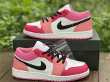 Authentic Air Jordan 1 Low White/Pink/Red GS
