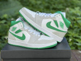 Authentic Air Jordan 1 Mid White/Grey/Green GS
