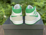 Authentic Air Jordan 1 Mid White/Grey/Green GS