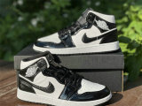 Authentic Air Jordan 1 Mid White/Black GS