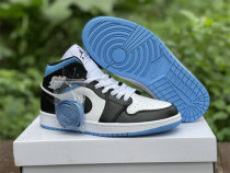 Authentic Air Jordan 1 Mid White/Black/University Blue