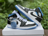 Authentic Air Jordan 1 Mid White/Black/University Blue GS