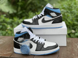 Authentic Air Jordan 1 Mid White/Black/University Blue GS
