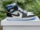 Authentic Air Jordan 1 Mid White/Black/University Blue GS